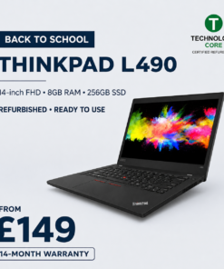 Refurbished Lenovo ThinkPad L490 — i3, Up to 16GB, 256GB SSD
