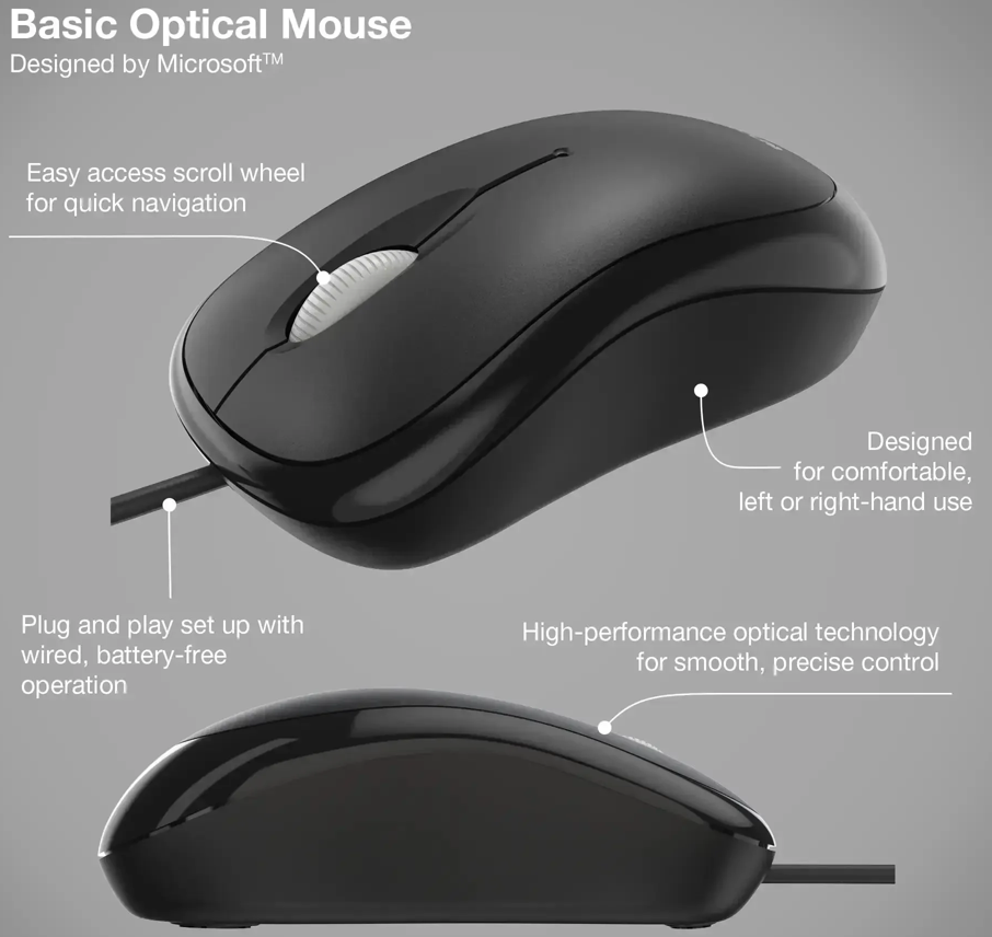 Refurbished Microsoft Basic Optical Mouse v2.0 USB Wired - Very Good Condition - Image 7