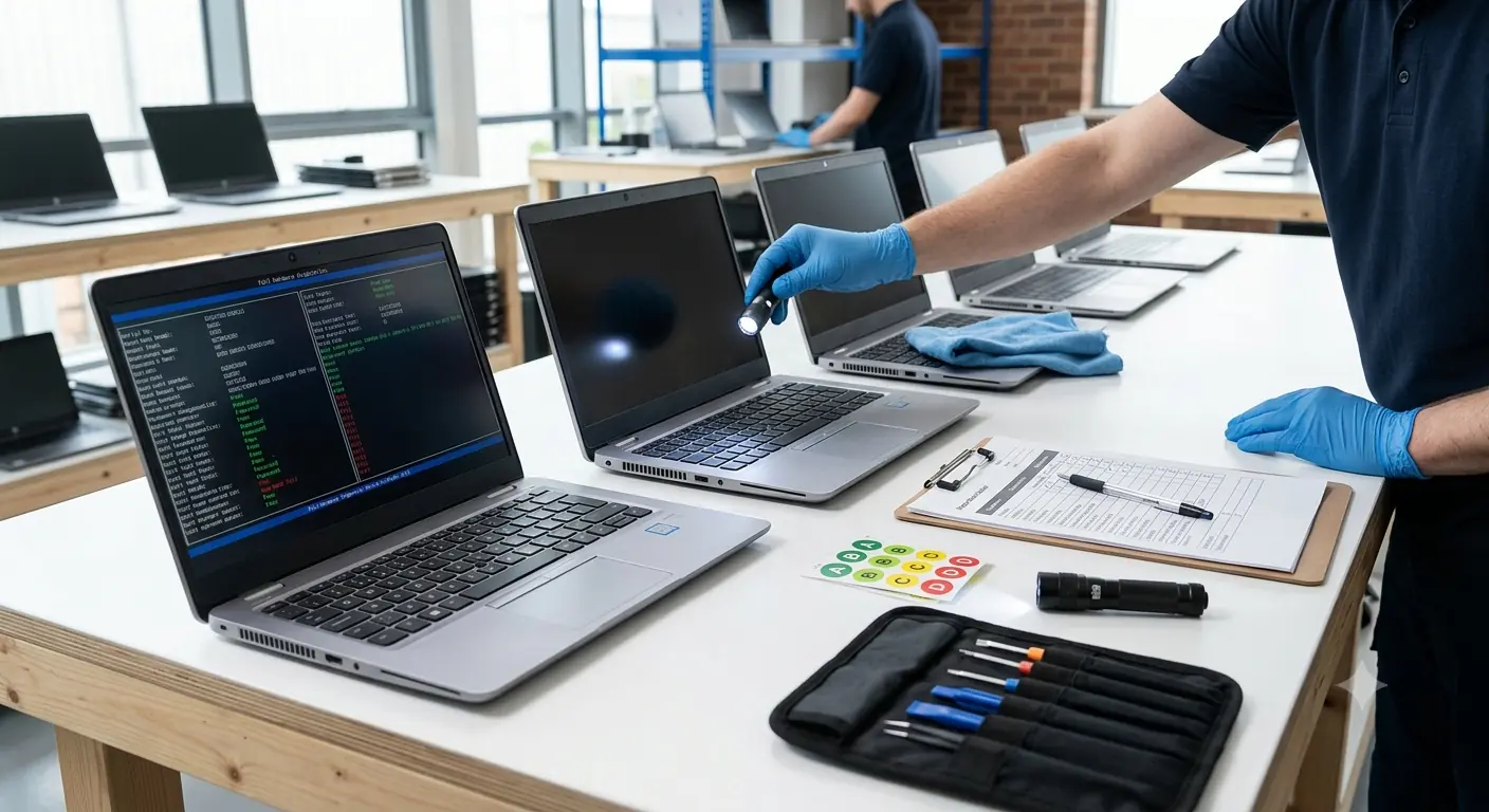 Technology Core refurbished laptop inspection process in Leicester
